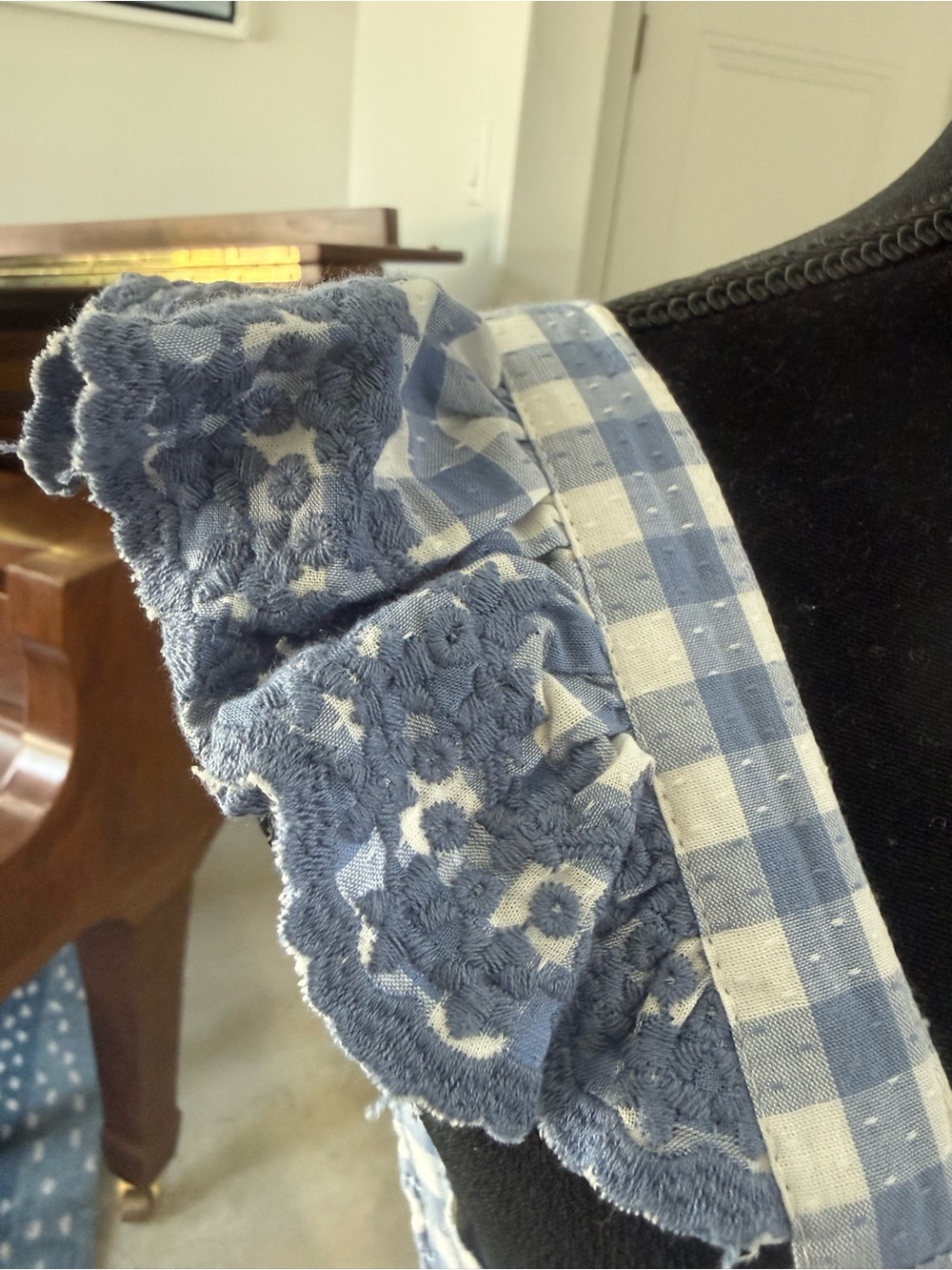 Shabby Chic Blue Gingham Tiered Button-Front Sundress - Picture 3 of 6